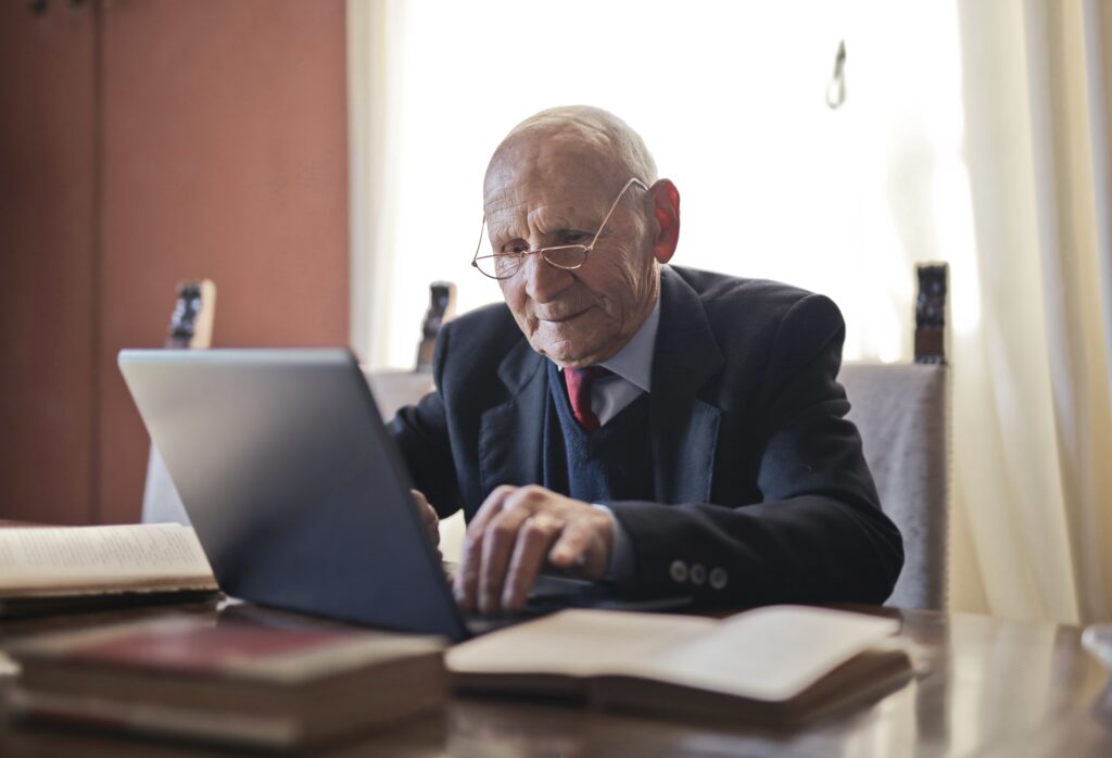 Older adult male using a computer